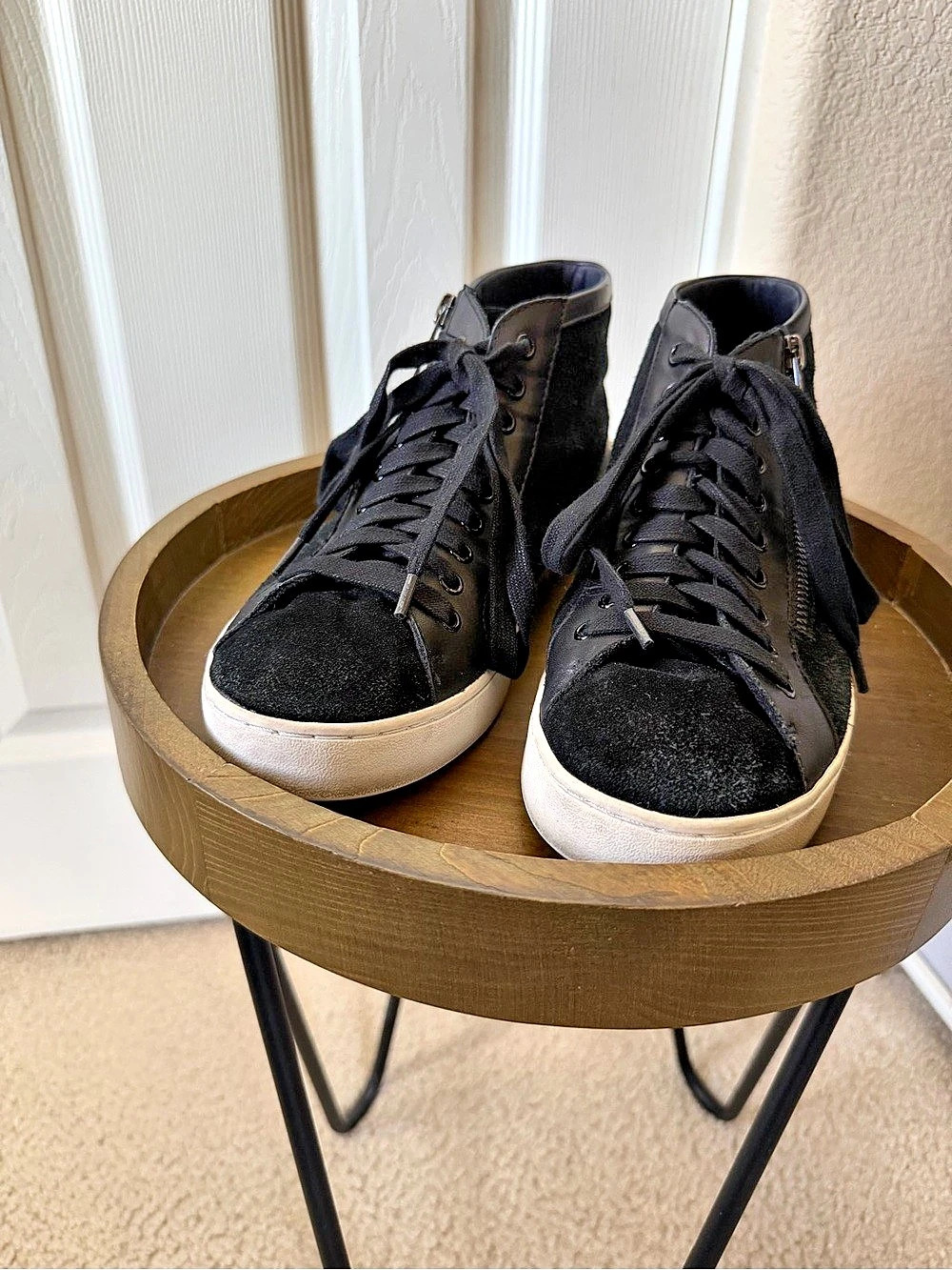 Vionic Splendid Torri Black Leather Suede High Top Sneakers Size 8.5